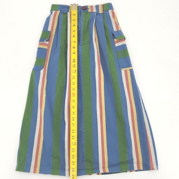 Midi Cargo Skirt Womens Small Multicolor Stripes Elastic Waist Kidcore Retro 90s - Picture 5 of 9